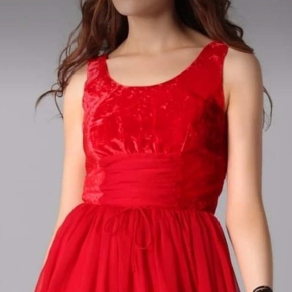 Free People Hot Red Velvet Cocktail/Party Dress-B1 - Picture 8 of 8